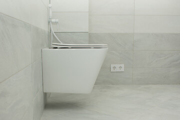 Naklejka na ściany i meble Modern toilet with hygienic shower