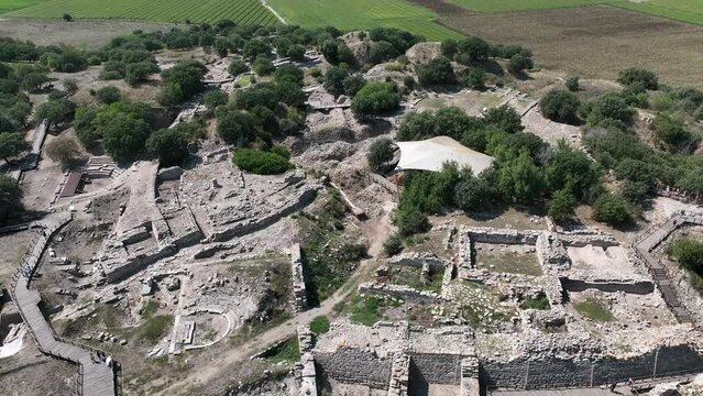 Wooden Horse in the Troy Ancient City Drone Photo, Canakkale Turkey