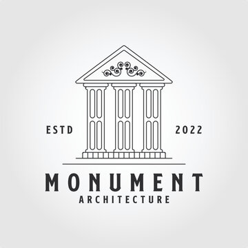 monument icon. Architecture greek building symbol ancient