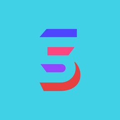 Number 5 in a modular font style, with a sharp, bold, masculine style, but fun and colorful. Perfect for personal brand logos, abbreviations, titles, etc.