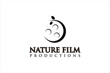 nature film cinema video music data storage roll tape entertainment production leaf branch tree concept logo design vector graphic icon symbol
