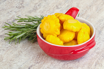 Pickled yellow patisson natural snack