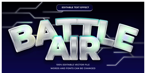 Battle air text effect tech steals modern style with white gradient color editable font