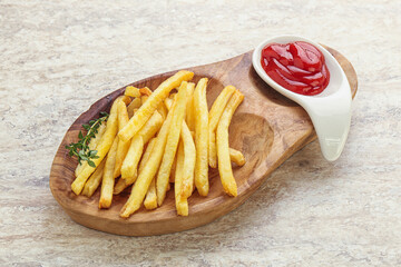 French fried potato over board