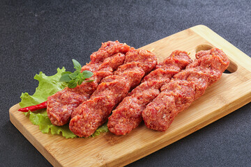 Raw beef kebab minced meat