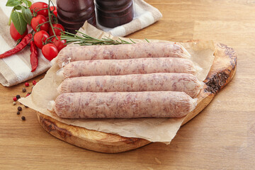 Raw pork sausages for grill