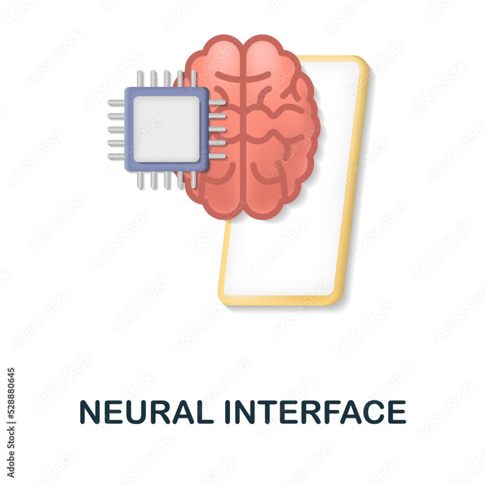 Aufkleber neural interface icon. 3d illustration from artificial intelligence collection. creative neural inte