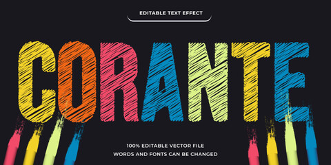 Corante text effect chalk modern style with full color editable font