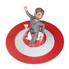 3d businessman character reach the target