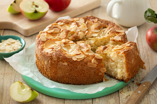 slice of delicious apple and almond cake
