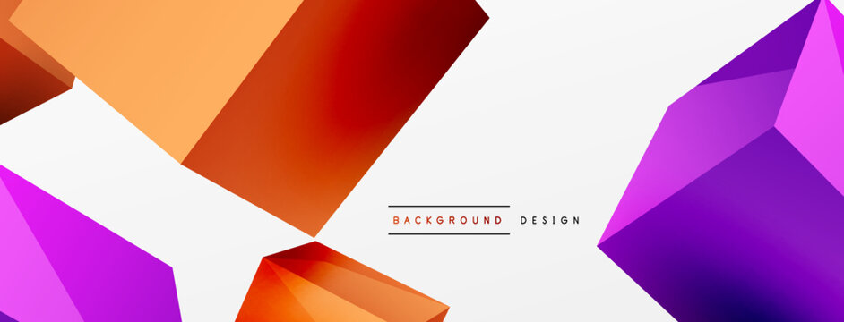 3d cubes vector abstract background. Composition of 3d square shaped basic geometric elements. Trendy techno business template for wallpaper, banner, background or landing