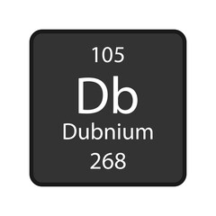 Dubnium symbol. Chemical element of the periodic table. Vector illustration.