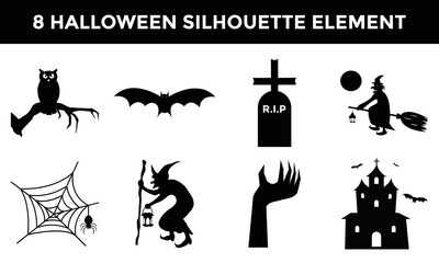 halloween silhouette element design collection