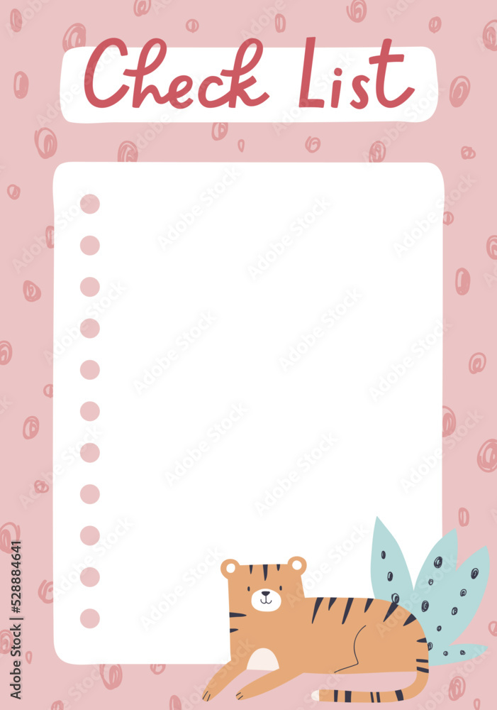 Poster check-list page background design for diary, planner in scandinavian style. printable cute blank che