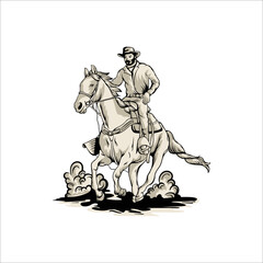 cowboy horse riding illustration