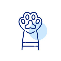 Cat paw up pet high five or supporting idea. Pixel perfect, editable stroke line art icon