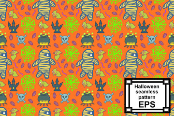 Mummy and ghost, cute monsters to celebrate Halloween wallpaper, wrapping, print, art, etc