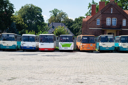 Autosan buses from GTV Bus Polska operator at Kędzierzyn-Koźle Bus Station on August 3, 2022 in Kedzierzyn-Kozle, Poland.