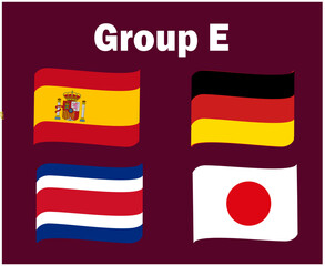 Germany Spain Japan And Costa Rica Flag Ribbon Group E Symbol Design football Final Vector Countries Football Teams Illustration