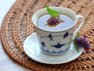 Herbal tea from medicinal herb Agastache foeniculum, also called  giant hyssop or Indian mint.  Aromatic agastache tea is good for the stomach and lungs.