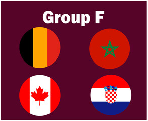 Belgium Canada Croatia And Morocco Flag Emblem Group F Symbol Design football Final Vector Countries Football Teams Illustration