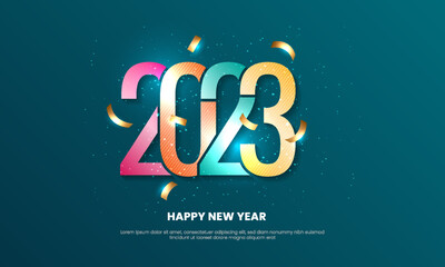 2023 Happy New Year colorful gradient light design. Template design for poster, banner, web. Vector illustration
