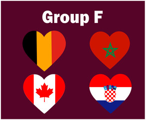 Belgium Canada Croatia And Morocco Flag Heart Group F Symbol Design football Final Vector Countries Football Teams Illustration