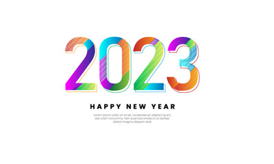 2023 Happy New Year colorful gradient design. Template design for poster, banner, web. Vector illustration