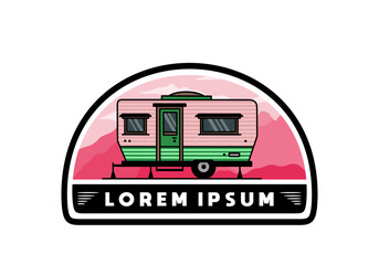 Teardrop van camper illustration badge design