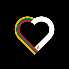 friendship concept. heart ribbon icon of lithuania and cypriot flags. vector illustration isolated on black background