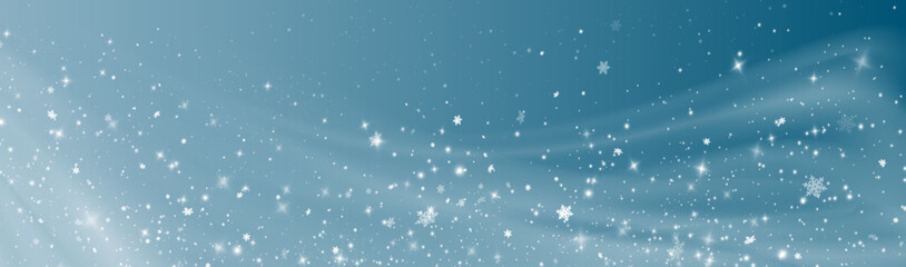 Christmas winter blue abstract background. Powder PNG. Winter holiday storm with wind and snowflakes.