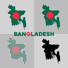 Bangladesh map. Outline map and flag of the country of Bangladesh. Vector
