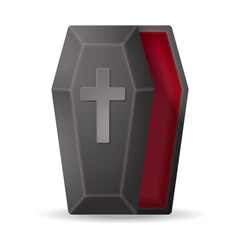 Coffin. 3D illustration of halloween coffin. isolated in white background