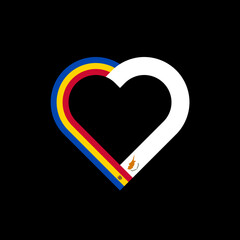 friendship concept. heart ribbon icon of moldova and cypriot flags. vector illustration isolated on black background