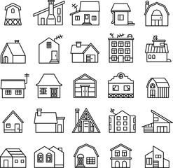 house icons set. Editable stroke line icons.