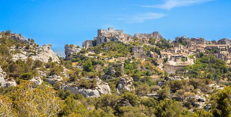 Fototapeta na wymiar Les Baux de Provence village panoramic view in France