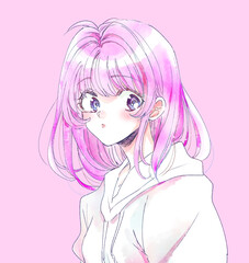 パーカーを着た女性