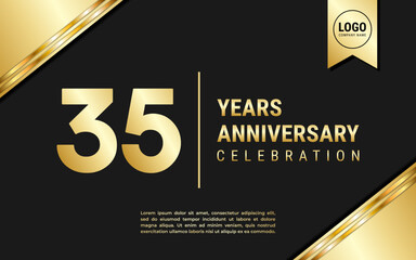 Obraz premium 35 Years Anniversary template design. Golden Anniversary Celebration, vector illustration.