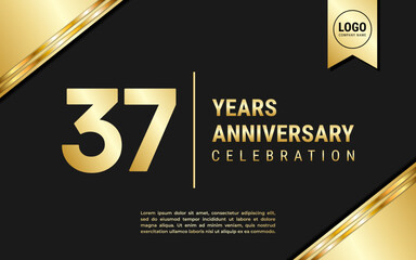 Obraz premium 37 Years Anniversary template design. Golden Anniversary Celebration, vector illustration.
