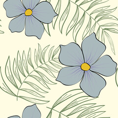 Fototapeta na wymiar Beautiful paper art seamless pattern with flowers. Summer vector illustration. Spring floral vector illustration.Design element.