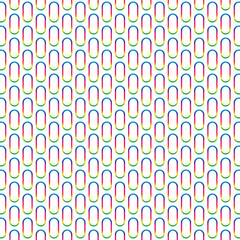 Gradient oval seamless pattern. Regular pattern with geometric shapes with rainbow colors stroke  on white background. Vector illustration.