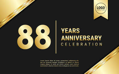 88 Years Anniversary template design. Golden Anniversary Celebration, vector illustration.