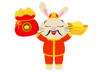 Cute chinese zodiac rabbit happy new year