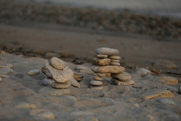 Stone male stones yoga meditation on the beach