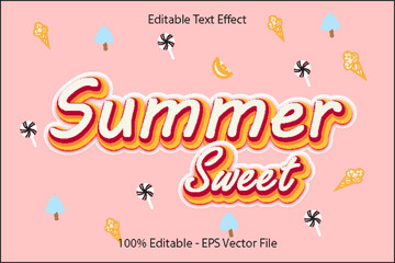 Summer Sweet Editable 3 D Emboss text effect style design