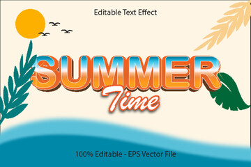 summer time Editable text Effect 3d Emboss Cartoon style design