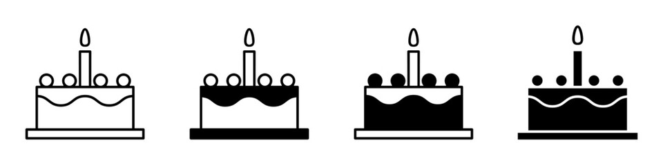 Cake icon vector set. dessert illustration sign collection. sweet symbol or logo.