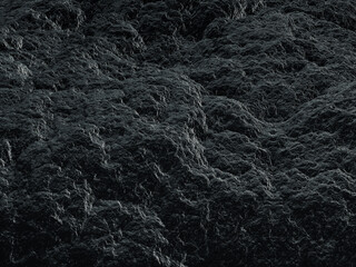 3d illustration, texture of rough black volcanic stones