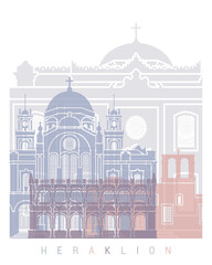 HERAKLION SKYLINE POSTER PASTEL