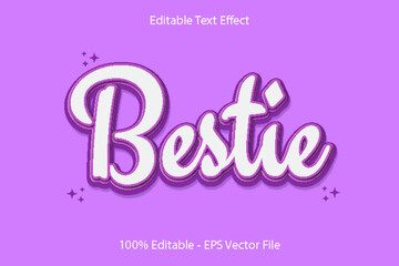 Bestie Text Effect 3D Emboss Cartoon Style Design